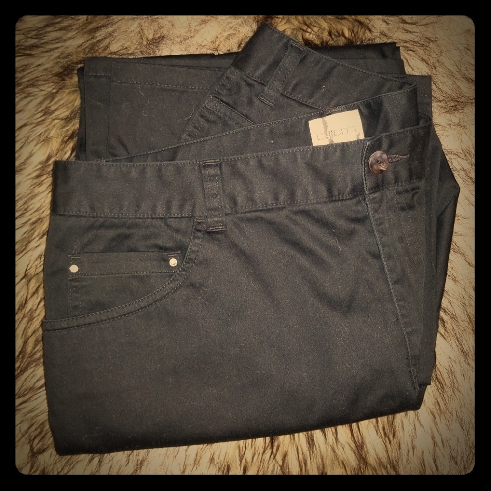 CHICO'S Black Pants with rhinestones sz 1.5